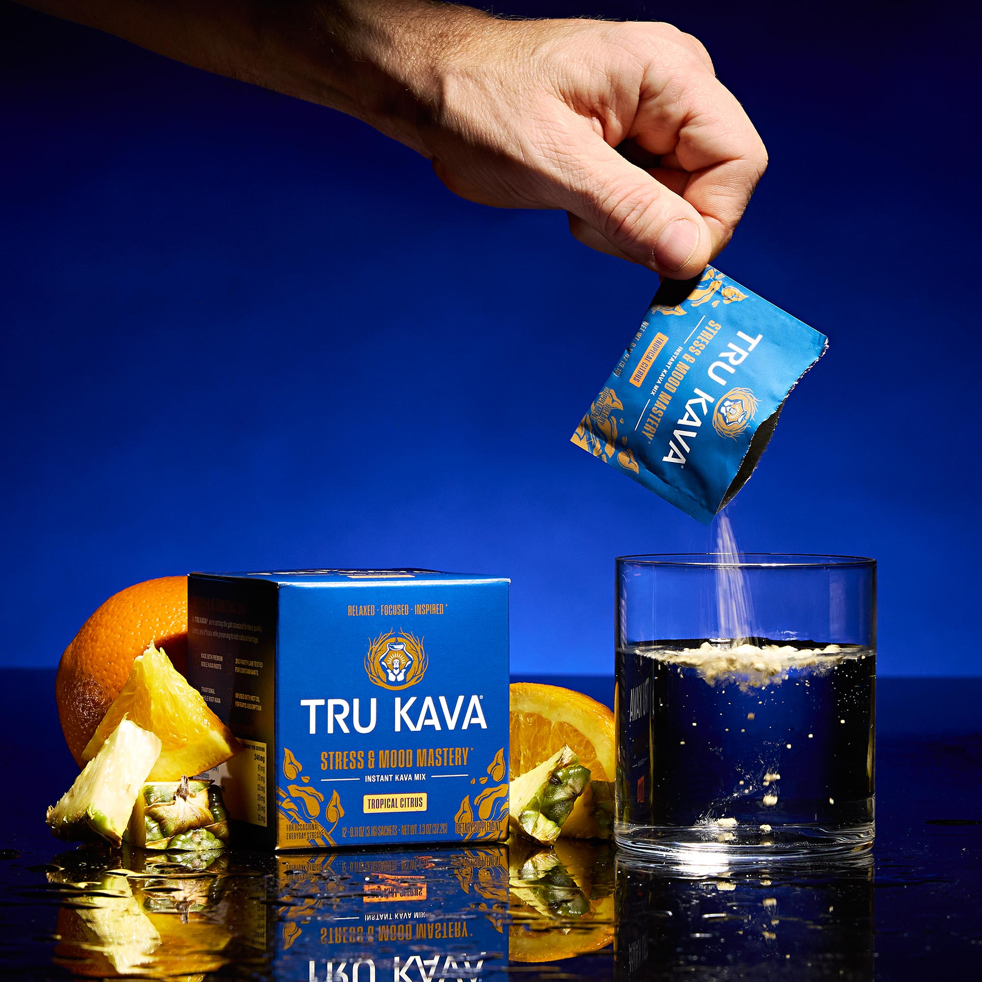 TRU KAVA being poured into a glass