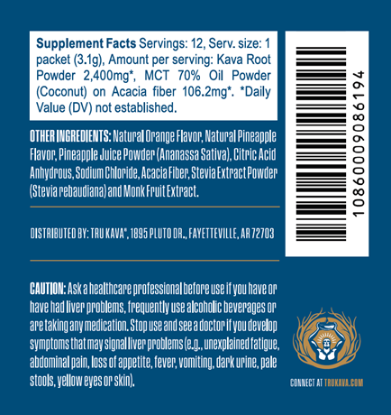 TRU KAVA Tropical Stress and Mood Sachets- 12 Servings
